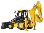 A Yellow and Black Color Bulldozer on White Background Copy