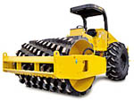 A Compactor in Yellow Color on a White Background